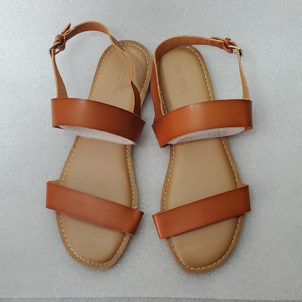 Old Navy Cognac Leatherette Sandals - Size 10